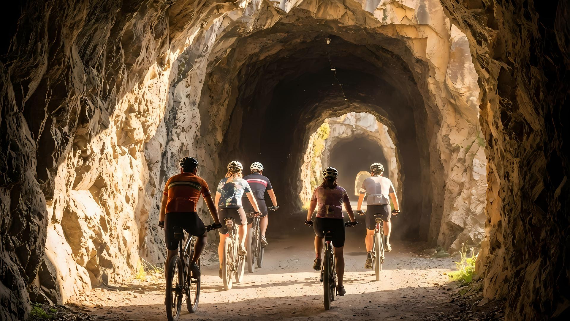 Grupo en bicicleta por la Senda del Oso